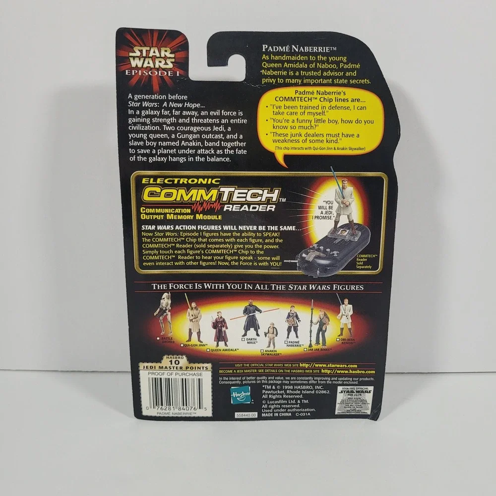 Star Wars Episode I Padme Naberrie Action Figure CommTech Chip Hasbro 1998 NEW